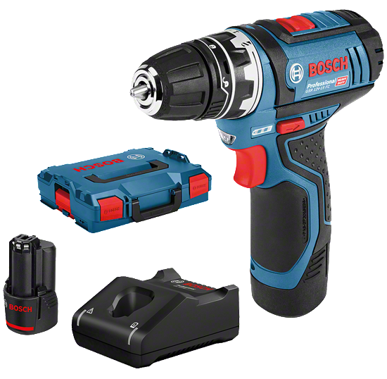 Bosch GSR 12V-15 FC akkus fúró-csavarozó fúrótokmány adapterrel (2 x 2.0 Ah Li-ion akkuval, L-BOXX-ban) termék fő termékképe